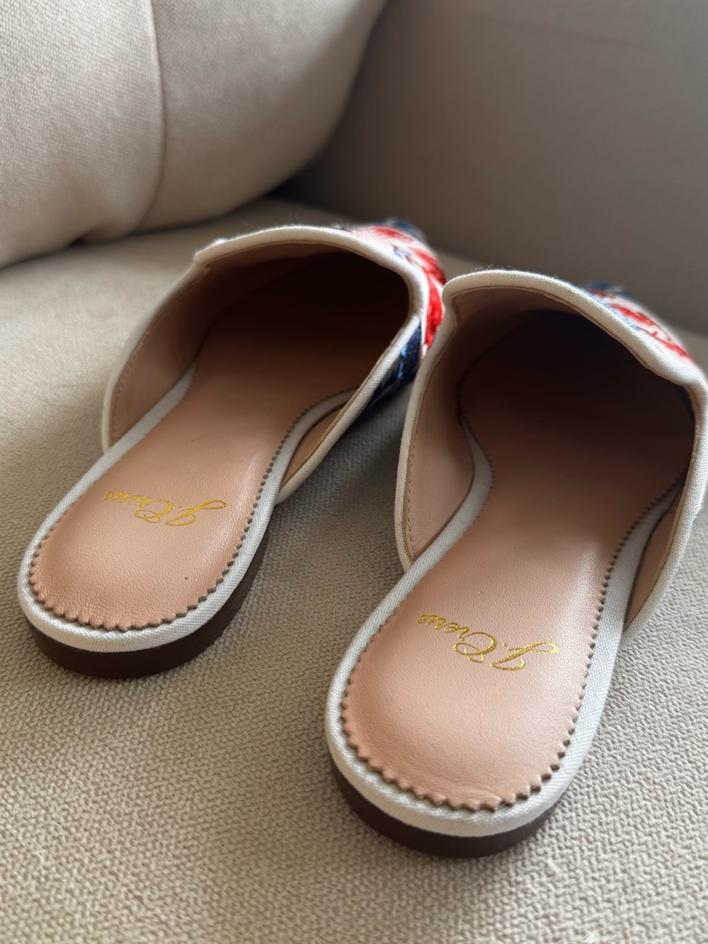 J. Crew Floral Embroidered Slip-On Mules in Red, Pink, Blue & Cream - Picture 5 of 6